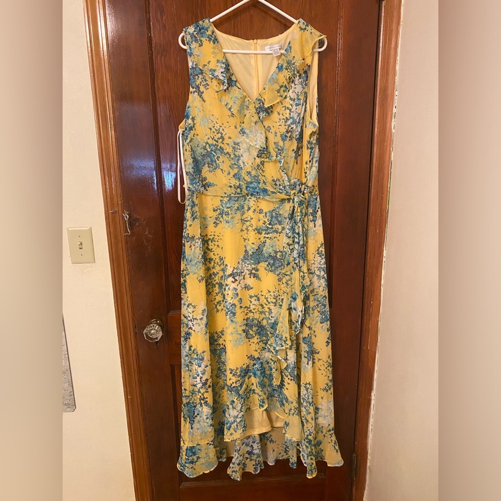 London Times US 18 floral dress yellow